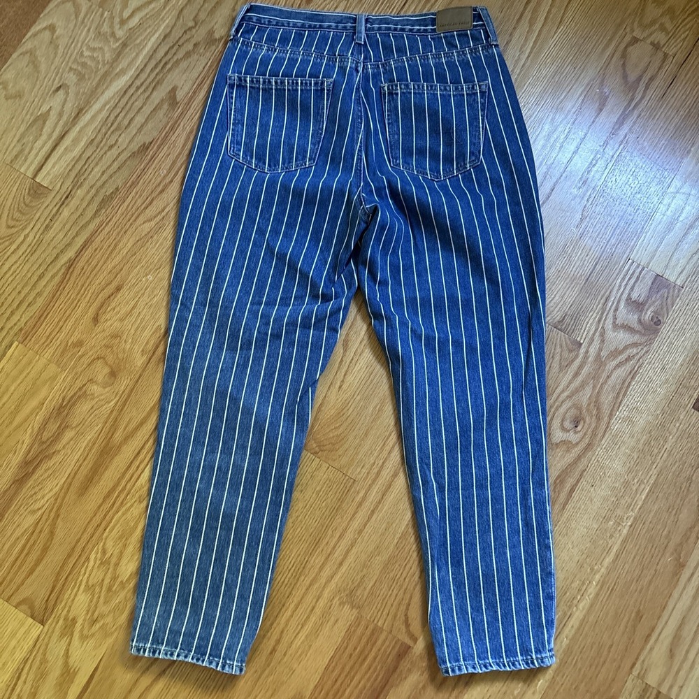 American Eagle Jeans Womens Blue Denim Striped Mom Jeans Regular Size 4 Short - Picture 4 of 9